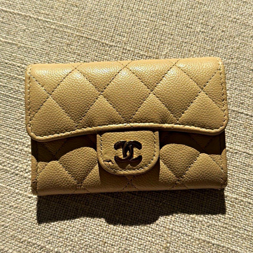 Portafoglio chanel beige pelle - chanel,